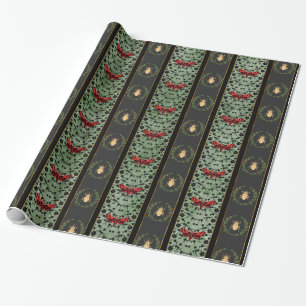 Papier Cadeau Gold BUG rouge papillon vert guirlande gothique vi