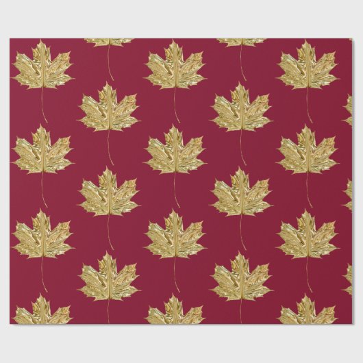 Papier Cadeau Gold Burgundy MAPLE FEAF Anniversaire Mariage (Plat)