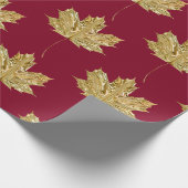 Papier Cadeau Gold Burgundy MAPLE FEAF Anniversaire Mariage (Coin)