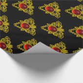 Papier Cadeau GOLD CELTIC COEUR AVEC ROUGE RUBY, Saint Valentin (Coin)