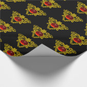 Papier Cadeau GOLD CELTIC COEUR AVEC ROUGE RUBY, Saint Valentin (Coin)