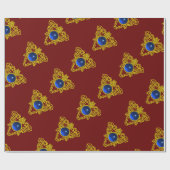 Papier Cadeau GOLD CELTIC HEART, BLUE SAPPHIRE, Saint Valentin (Plat)