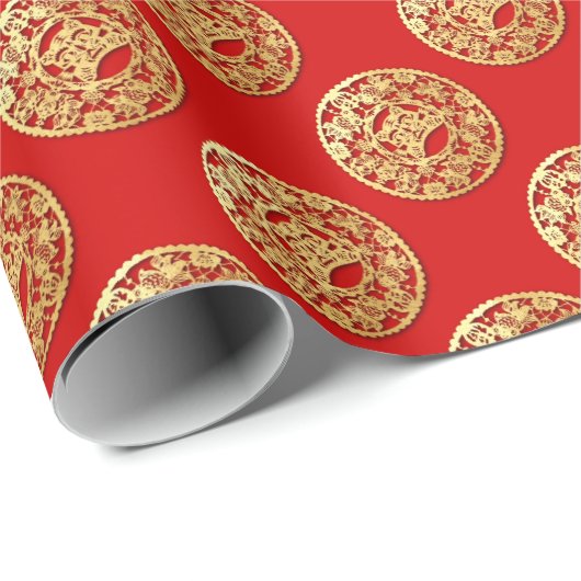 Papier Cadeau Gold Chinois Tiger coupé en papier Année Choisir l (Coin rond)