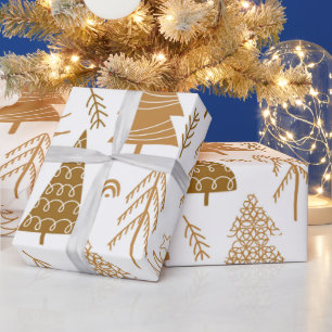 Papier Cadeau Gold Christmas Tree Motif de vacances