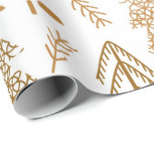 Papier Cadeau Gold Christmas Tree Motif de vacances (Coin rond)