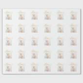 Papier Cadeau Gold Color Believe Script with Photo Christmas (Plat)