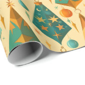 Papier Cadeau Gold Copper Retro Mid Century moderne Noël (Coin rond)