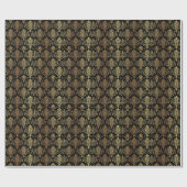 Papier Cadeau Gold Damask Black Elegant Noël (Plat)