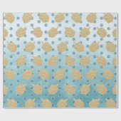 Papier Cadeau Gold Dreidel Star Aqua Turquoise Blue Hanoukka (Plat)