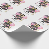 Papier Cadeau Gold et Black Cake 17th Birthday Name (Coin)