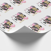 Papier Cadeau Gold et Black Cake 80th Birthday Name (Coin)