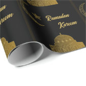Papier Cadeau Gold et Black Happy Ramadan Kareem 2024 (Coin rond)