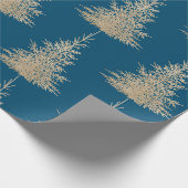 Papier Cadeau Gold et bleu à feuillage persistant arbre élégant (Coin)