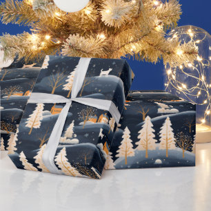 Papier Cadeau Gold et Dusty Blue Winter