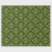 Papier Cadeau Gold et Green Vintage Damas 2 (Plat)