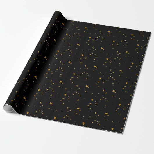 Papier Cadeau Gold Flakes Noir (Déroulé)