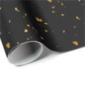 Papier Cadeau Gold Flakes Noir (Coin rond)