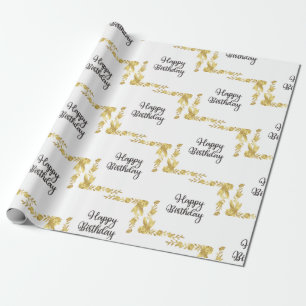 Papier Cadeau Gold Floral Joyeux anniversaire