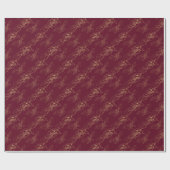 Papier Cadeau Gold Florals On Burgundy Wedding (Plat)