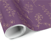 Papier Cadeau Gold Florals On Violet Wedding Wrapping Paper (Coin rond)