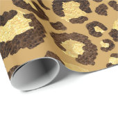 Papier Cadeau Gold Foil Cheetah Motif Jungle fête d'anniversaire (Coin rond)