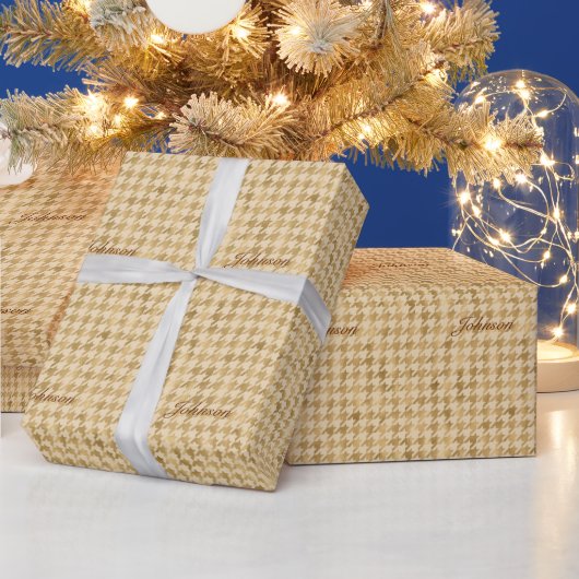 Papier Cadeau Gold Foil Houndstooth Noël monogramme (Vacances)