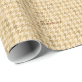 Papier Cadeau Gold Foil Houndstooth Noël monogramme (Coin rond)
