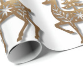 Papier Cadeau Gold Foil Reindeer with a Christmas Tree (Coin rond)