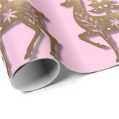 Papier Cadeau Gold Foil Reindeer with a Christmas Tree (Coin rond)