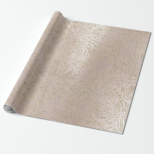 Papier Cadeau Gold Foxier Chevron Firework Metallic Pearly Blush (Déroulé)