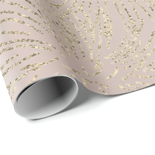 Papier Cadeau Gold Foxier Chevron Firework Metallic Pearly Blush (Coin rond)