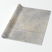 Papier Cadeau Gold Foxier Damask Argent Gris Bois Shabby Russe (Déroulé)