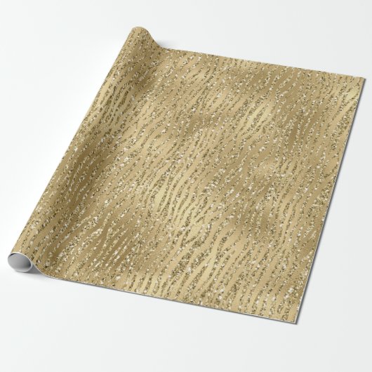 Papier Cadeau Gold Glam Glitzy Parties scintillant Zebra Print   (Déroulé)