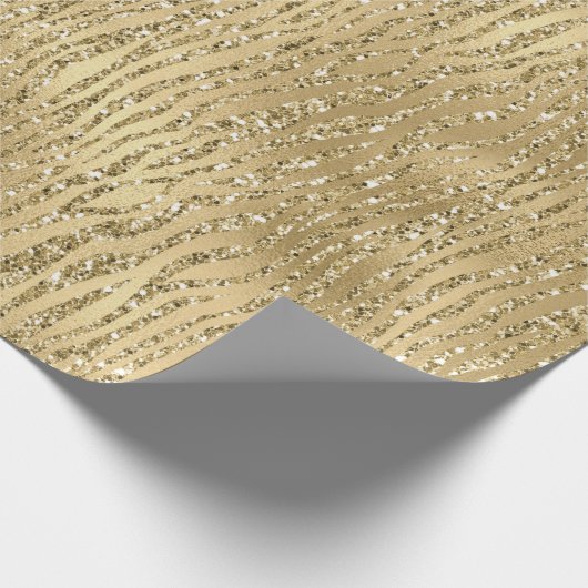 Papier Cadeau Gold Glam Glitzy Parties scintillant Zebra Print   (Coin)