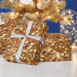 Papier Cadeau Gold Glam Sparkle Hearts