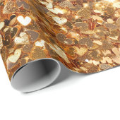 Papier Cadeau Gold Glam Sparkle Hearts (Coin rond)