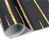 Papier Cadeau Gold glitter and black stripes birthday (Coin rond)