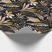 Papier Cadeau Gold Glitter élégant rose noir rose floral botaniq (Coin)