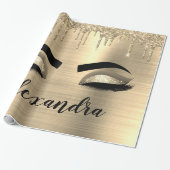 Papier Cadeau Gold Glitter Sparkle Eyelashes Monogram (Déroulé)