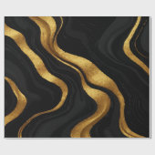 Papier Cadeau Gold Gradient Swirls on Black Pattern – Luxury (Plat)