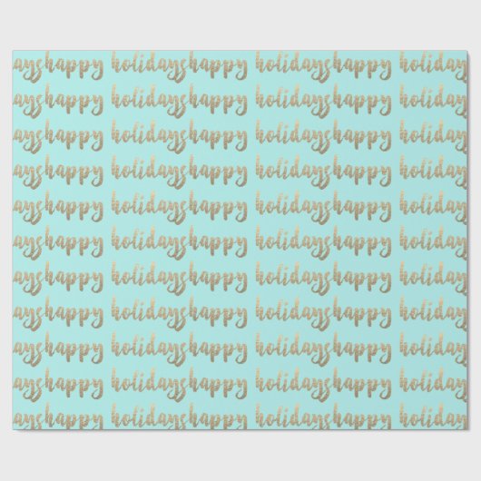 Papier Cadeau Gold Happy Vacances Script Pastel Mint Tiffany (Plat)