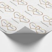 Papier Cadeau Gold Hearts Mariage personnalisé (Coin)
