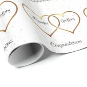 Papier Cadeau Gold Hearts Mariage personnalisé (Coin rond)