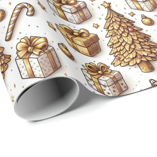 Papier Cadeau Gold Holiday (Coin rond)