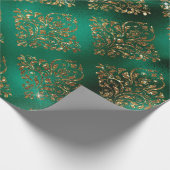 Papier Cadeau Gold Holiday Noël Métallurgique Damas Élégant (Coin)