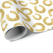 Papier Cadeau Gold Horseshoes Bonne chance (Coin rond)