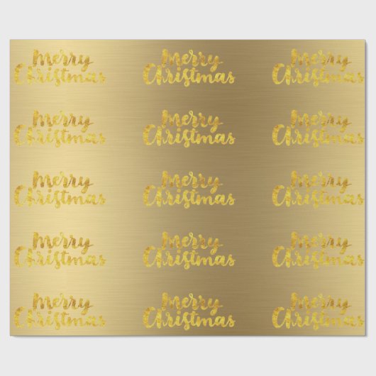 Papier Cadeau Gold Joyeux script de Noël Calligraphie (Plat)