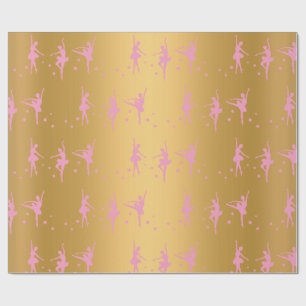 PAPIER CADEAU GOLD METALLIC BALLERINA ANNIVERSAIRE MARIAGE WRAP