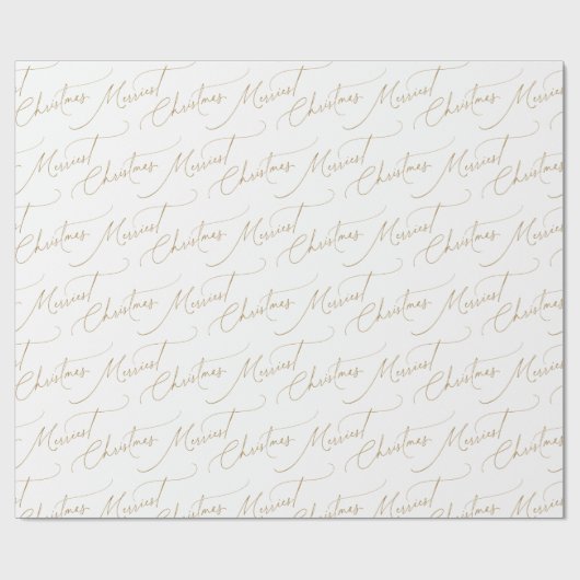 Papier Cadeau Gold Minimalist Modern Script Merriest Christmas (Plat)