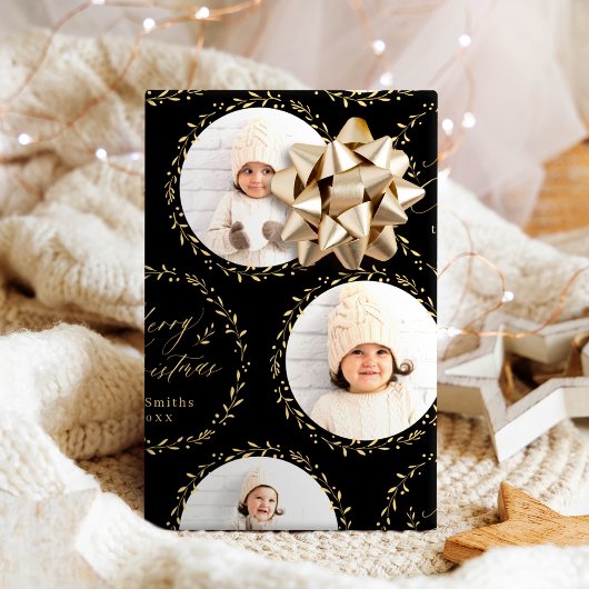Papier Cadeau Gold Modern Script Merry Christmas Family 6 photo
